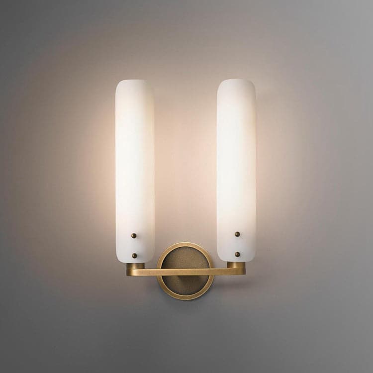Alen Double White Glass Shade Wall Sconce