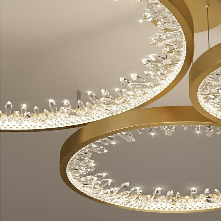Gold/ Black 1/ 2/ 3 Rings Crystal Chandelier