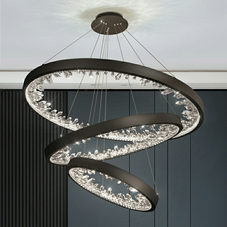 Gold/ Black 1/ 2/ 3 Rings Crystal Chandelier