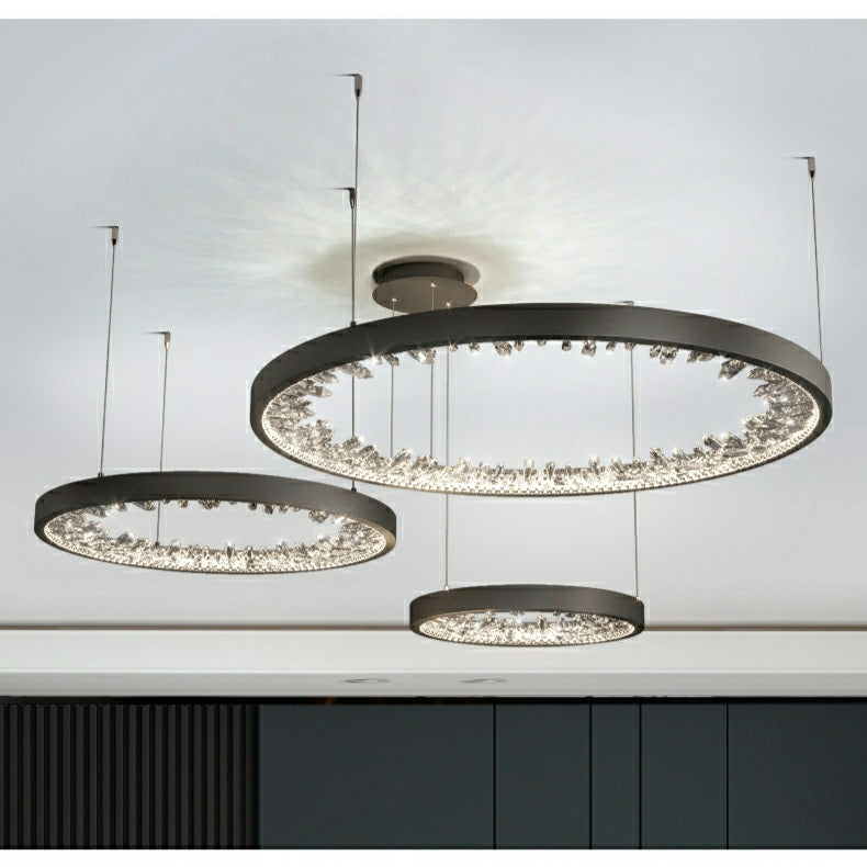 Gold/ Black 1/ 2/ 3 Rings Crystal Chandelier