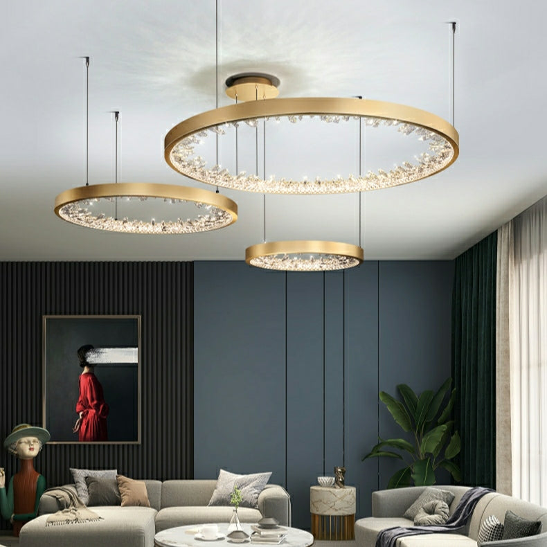 Gold/ Black 1/ 2/ 3 Rings Crystal Chandelier