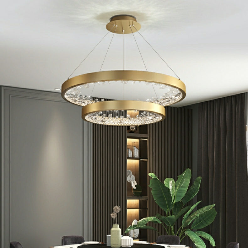 Gold/ Black 1/ 2/ 3 Rings Crystal Chandelier