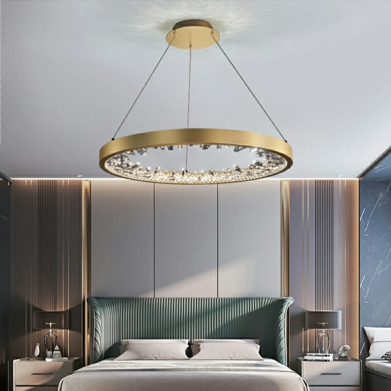 Gold/ Black 1/ 2/ 3 Rings Crystal Chandelier