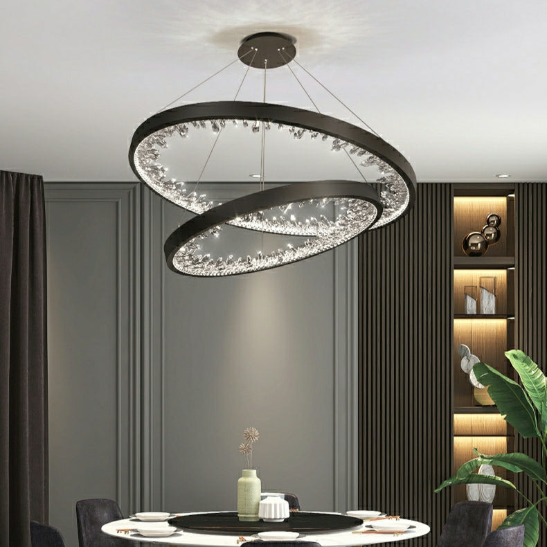 Gold/ Black 1/ 2/ 3 Rings Crystal Chandelier