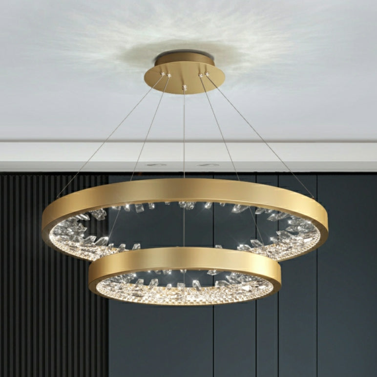 Gold/ Black 1/ 2/ 3 Rings Crystal Chandelier