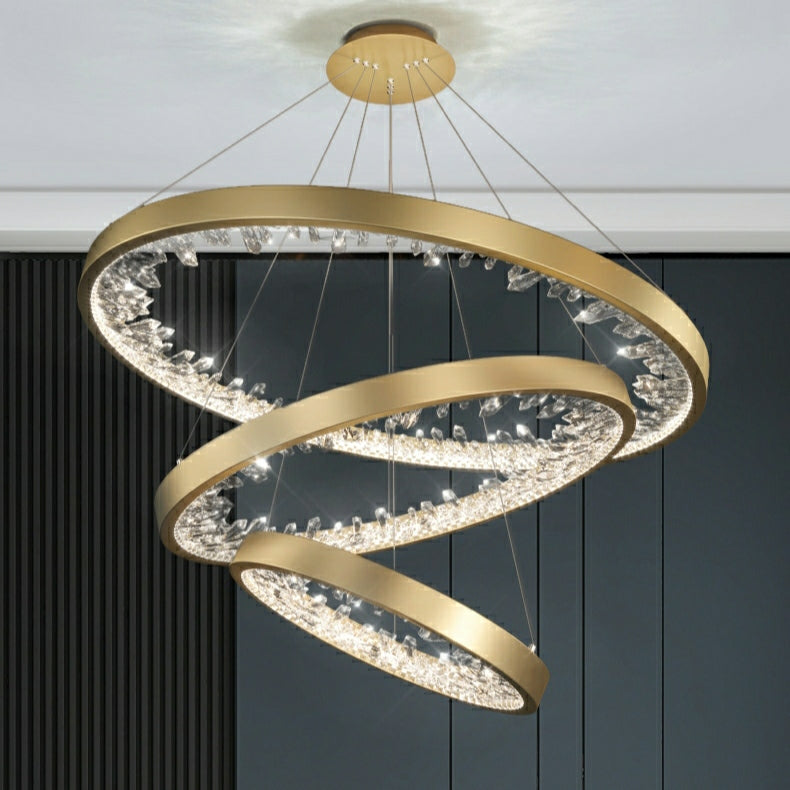 Gold/ Black 1/ 2/ 3 Rings Crystal Chandelier