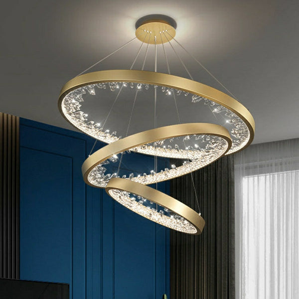 Gold/ Black 1/ 2/ 3 Rings Crystal Chandelier