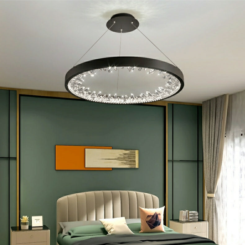 Gold/ Black 1/ 2/ 3 Rings Crystal Chandelier